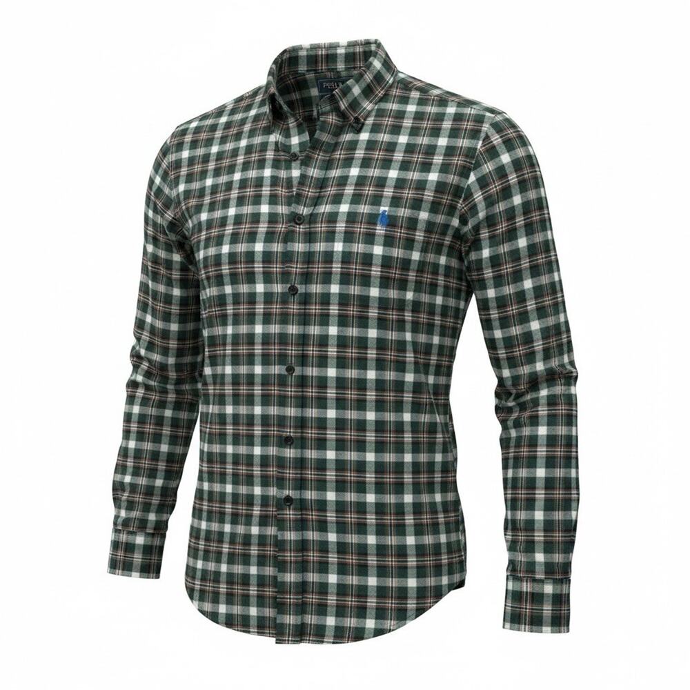 U.S. Polo Assn Mens Small Forrest Green Plaid Stretch Button Down Shirt Logo LS